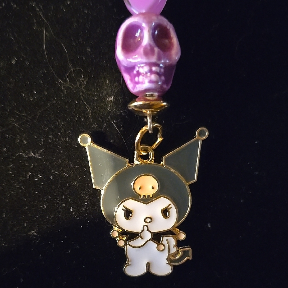 Cute Beaded Kuromi Necklace with Charms